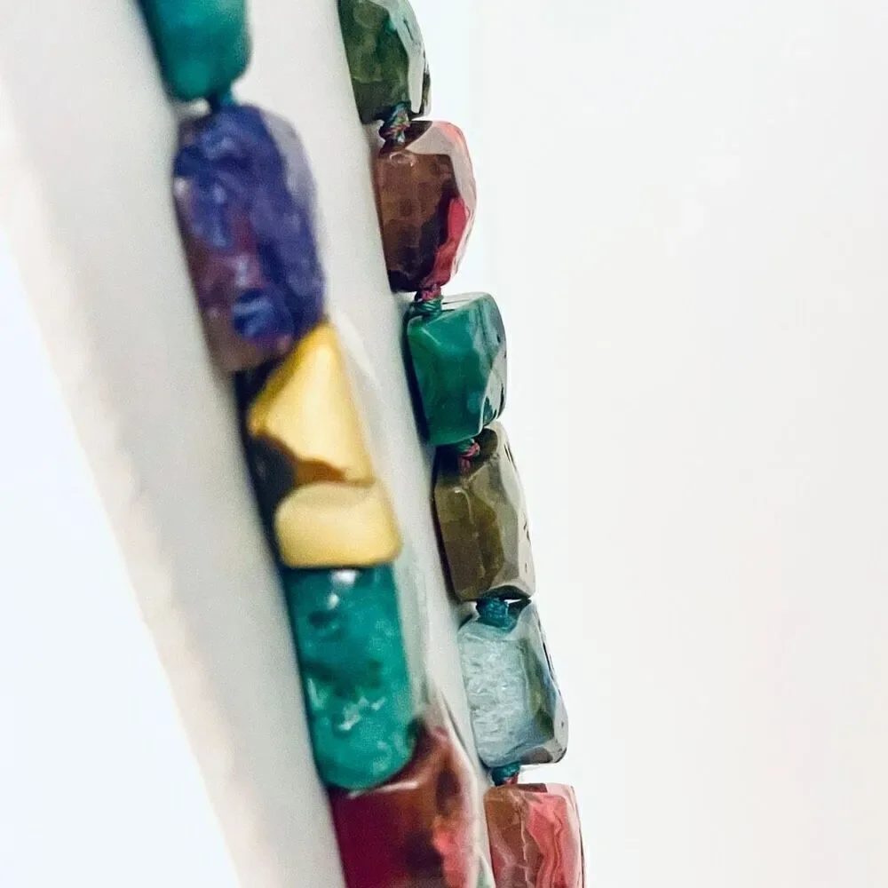 NWT Iris & Lily Gorgeous Colorful sterling silver genuine Agate gemstone Necklac